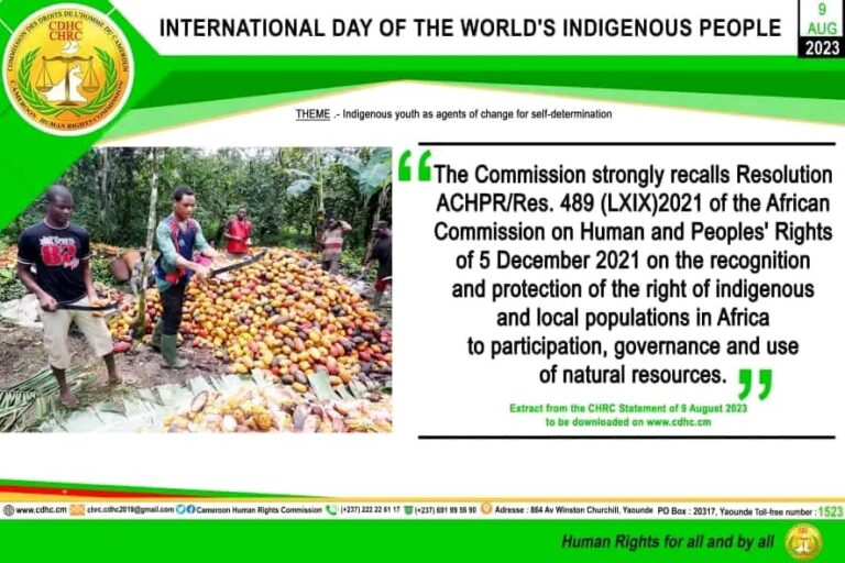 Read more about the article The Cameroon Human Rights Commission (CHRC) With Bright Vision Community Initiative for Sustainable Development (BRIVCOISUD celebrates the World’s Indigenous People Day